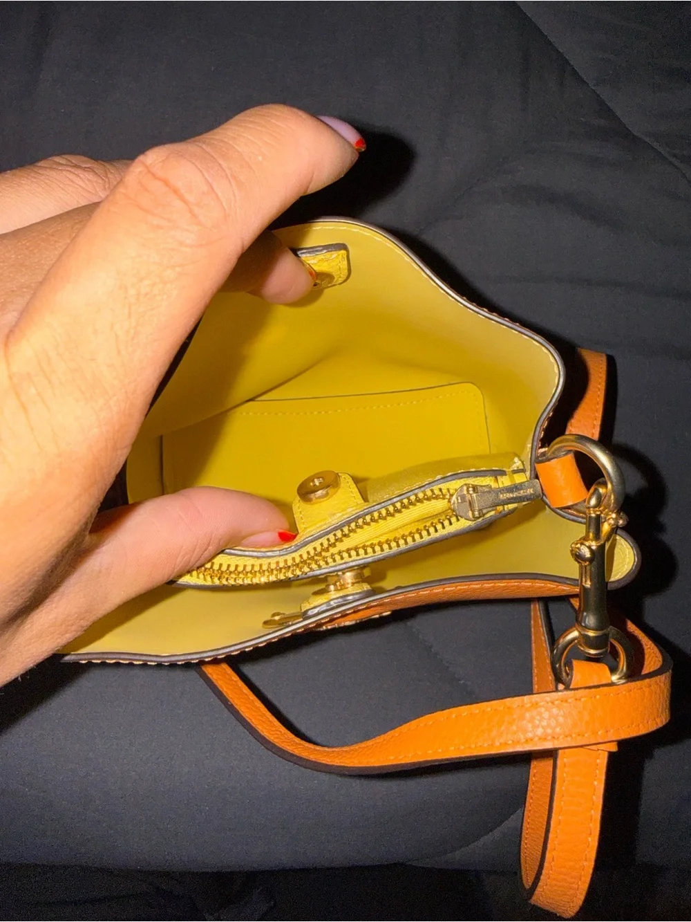 Coach Pebble Leather Wristlet in Bright Orange